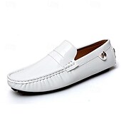 preiswerte Herrenpantoletten &amp; -slipper-Herren Loafer &amp; Slip On Mokkasin Penny Loafers Loafer fahren Wanderschuhe Geschäftlich Brautkleider schlicht Britischer Gentleman PU Rutschfest Halbschuhe Schwarz Weiß Gelb Herbst
