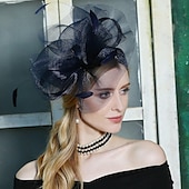 economico Cappelli per feste-fasce cappelli copricapo tulle organza cappello floscio cappello da sole piattino cappello da sposa tea party matrimonio elegante con bowknot copricapo copricapo