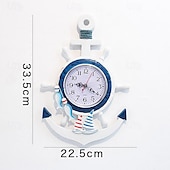 economico Decorazioni da parete-decorazione da parete da appendere alla parete in stile mediterraneo, legno stampato a polvere, blu e bianco, timoniere, ancora, orologio nautico personalizzato creativo