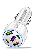 economico Caricabatterie per auto-Caricatore per auto a doppia linea 5 in 1, ricarica rapida da 75 W, un caricatore per telefono per auto 3 USB 2 PD.