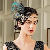 abordables Accesorios y más-Para la Cabeza Bandas de cabeza Diadema de estilo flapper Para la Cabeza Retro Antiguo Rugido 20s 1920s Pluma Para El gran Gatsby Chica de la aleta Cosplay Víspera de Todos los Santos Carnaval Mujer