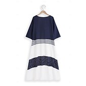 economico Abiti da vacanza-abito casual da donna abito svasato abito lungo maxi abito marrone mezza manica bottoni color block primavera estate scollo a V basic 2023 5xl