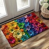 cheap Doormats-Wedding Rainbow Flowers Doormat Non-Slip Oil Proof Rug Indoor Outdoor Mat Bedroom Decor Bathroom Mat Entrance Rug Door Mat