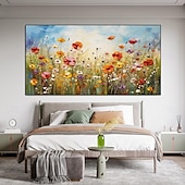 preiswerte Blumen-/Botanische Gemälde-Blumen-Ölgemälde auf Leinwand, handgefertigtes abstraktes buntes Blumen-Blumen-Ölgemälde, handgemaltes Wandkunst-Leinwand-Frühlingsgemälde für Wohnzimmer-Wanddekoration