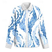 abordables Impression océan-Homme Vaporisateur Motif de paysage marin Chemise hawaïenne Chemise Aloha Chemises imprimées manche longue Chemise Col rabattu Hawaïen Station balnéaire Vacances Sortie Plage Bleu Roi Bleu de minuit