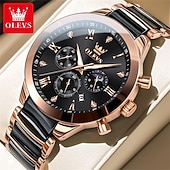 voordelige Quartz-horloges-OLEVS 7004 Heren Horloges Keramische Band Chronograaf Datum Luminous Waterdicht Luxe Quartz Horloge Man TOP Merk Heren Horloge
