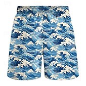 abordables Impresión del océano-Hombre Rociar Pantalones de Natación Pantalones de Surf Bañador largo Media cintura Vacaciones Hawaiano Estilo centro turístico Vacaciones Festivos Playa Correa con forro de malla Cintura elástica