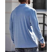 preiswerte Klassisches Poloshirt für Herren-Herren Poloshirt aus Baumwolle Golfhemd Arbeit Casual Kargen Langarm Basic Modern Glatt Taste Tasche Frühling &amp; Herbst Regular Fit Dunkelrot Wein Aprikose Dunkelgrau Wasserblau Schwarz Poloshirt aus