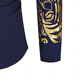 economico Modello etnico-camicia casual da uomo con stampa totemica tribale, abbottonatura frontale, risvolto, maniche lunghe, ideale per feste, eventi sociali, compleanni, regalo, abbigliamento firmato.