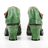 cheap 1950s-Women&#039;s Purple Vintage Cowhide Heels with Handcrafted Embossed Floral Patterns and Ankle Strap for Formal Occasions