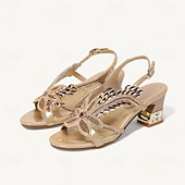 preiswerte Lässig-Damen Hochzeit Schuhe Sandalen Party Strass Runde Zehe Elegant Vintage Mikrobielles Leder Knöchelriemen Schwarz Rote Purpur
