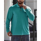 preiswerte Klassisches Poloshirt für Herren-Herren Poloshirt aus Baumwolle Golfhemd Arbeit Casual Kargen Langarm Basic Modern Glatt Taste Tasche Frühling &amp; Herbst Regular Fit Dunkelrot Wein Aprikose Dunkelgrau Wasserblau Schwarz Poloshirt aus