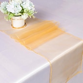 abordables Monsieur et Madame Mariage-10 pièces drapeau de table en fil de verre minimaliste moderne 30*275 cm drapeau de table de banquet de mariage d&#039;hôtel