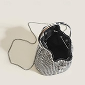 levne Psaníčka a kabelky na večer-Dámské Psaníčko Večerní Bag PU kůže Svatebnívečírek Řetízek Velká kapacita Multi Carry Pevná barva Stříbrná Šampaňská zlatá Černá