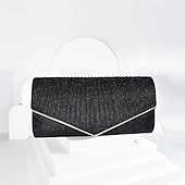 levne Psaníčka a kabelky na večer-Dámské Psaníčko Večerní Bag Polyester Svatebnívečírek Zip Velká kapacita Multi Carry Pevná barva Stříbrná Černá Šampaňská