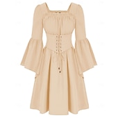 economico Vestito-abito da vacanza rinascimentale medievale vintage retrò, abito da festa in maschera, outlander, da donna, per halloween, festa di nozze, sca, abbigliamento medievale