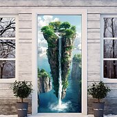 זול כיסויי דלתות-פנטזיה מפל מדורג דלת מכסה דלת שטיח קיר דלת וילון קישוט רקע דלת באנר לדלת הכניסה בית חווה אספקת עיצוב מסיבת חג