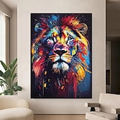 preiswerte Tiergemälde-Großes Löwen-Ölgemälde auf Leinwand, handgemaltes Tiger-Abstraktes Tier-Leinwandgemälde, Wandkunst, modernes impressionistisches Löwen-Kunstwerk, Bild für Wohnzimmer, Schlafzimmer, Wand,