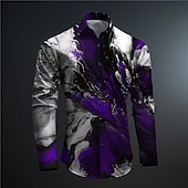 economico Modello 3D-Per uomo 3D Print Camicia con bottoni Camicie stampate Manica lunga Sottoculturale Da mare Feste Strada Primavera estate Collo ripiegabile Stampa Bottone giù Rosso Blu Viola Verde