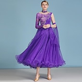 billige Ballroomkjoler-Ballroom-dans Kjole Rhinsten Dame Ytelse Langermet Polyester Nylon