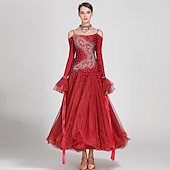 abordables Tenues de danse de salon-Danse de Salon Robe Strass Tulle Femme Utilisation manche longue Polyester