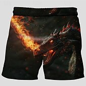 cheap Animals &amp; Birds-Men&#039;s Dragon Swim Trunks Swim Shorts Board Shorts Mid Waist Vacation Hawaiian Holiday Vacation Holiday Beach Drawstring with Mesh lining Elastic Waist Designer Clothing Apparel