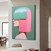 voordelige Schilderijen van mensen-handgeschilderde abstracte mode meisje canvas schilderij abstracte pattyle meisje schilderij voor woonkamer olieverf moderne muur kunst grote abstracte minimalistische bohemien portret schilderij muur