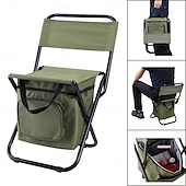 cheap Picnic &amp; Camping Accessories-Portable Foldable Camping Chair with Cooler Bag, Lightweight Backrest Stool Compact Folding Chair Seat, Outdoor Backrest Stool with Folding Backpack for Camping Hunting Fishing Hiking