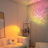 economico Lampada proiettore tramonto-lampada da notte a led con effetto increspatura dell&#039;acqua, atmosfera rgb con telecomando, proiezione arcobaleno al tramonto per soggiorno, camera da letto, comodino, doppia testa, lampada da tavolo moderna 1 pz