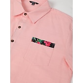  Herren Hemd Leinenhemd Sommerhemd Strandbekleidung Knopfhemd Blumen Urlaub Kreuzfahrt Schwarz Weiß Rosa Blau Langarm Revers Frühling & Herbst Bekleidung Spleißen