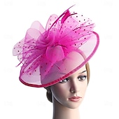 billige Bryllupshodeplagg-fascinators Hatter Hodeplagg organza Fedora Solhatt Topplue Hesteløp cocktail Elegant Årgang Med Fjær Sløyfer Hodeplagg Hodeplagg