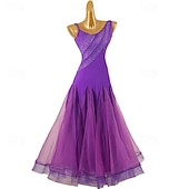 cheap Ballroom Dancewear-Ballroom Dance Dress Crystals / Rhinestones Women&#039;s Performance Party Long Sleeve Spandex Organza