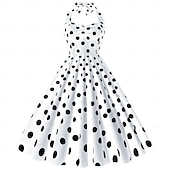 cheap Dresses-Retro Vintage 1950s Rockabilly Dress Swing Dress Polka dots Women&#039;s Carnival Masquerade Daily Wear Bachelorette Party Adults Dress Homecoming Dresses
