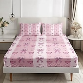 baratos Lençóis e fronhas-feliz dia das mães 100% algodão rosa primavera padrão conjunto de lençóis ultra macios e respiráveis lençóis de seda lençóis de cama com bolso profundo 3 peças queen king size