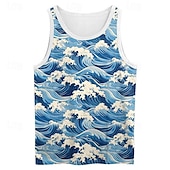 abordables Translation-Homme Graphic Vaporisateur Débardeur Top T-shirt sans manches pour hommes Sans Manches T-shirt 3D effet Col Ras du Cou Chemise Vacances Mode Style complexe Sport extérieur Casual Gymnastique Bleu Roi