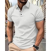 cheap Men&#039;s Classic Polo-Men&#039;s Golf Shirt Golf Polo Work Casual Lapel Short Sleeve Basic Modern Color Block Patchwork Button Spring &amp; Summer Regular Fit Wine Lake Blue Black White Pink Navy Blue Golf Shirt