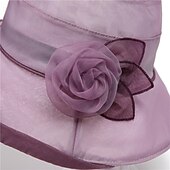 billige Fascinatorer og hatter-Elegant Retro / vintage Rockabilly Bøtte Hatt Fascinator Strå solhatt Helfarge Kostyme Dame Halloween Maskerade Strand Feriereise Fritid / hverdag Voksen Hatt