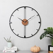 abordables Detalles para la pared-Reloj de pared artístico grande y moderno, reloj de pared grande, decoración artística, relojes de pared, decoración de oficina, minimalista, metal negro para cocina, dormitorio, negro, 60cm