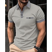 economico Polo classica da uomo-Per uomo Camicia da golf Golf polo da golf Ufficio Informale Bavero Manica corta Essenziale Moderno Color Block Pied-de-poule Collage Primavera estate Standard Nero Bianco Rosso Blu marino Blu Beige