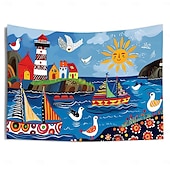 cheap Art Tapestries-Sailing Landscape Hanging Tapestry Wall Art Large Tapestry Mural Decor Photograph Backdrop Blanket Curtain Home Bedroom Living Room Decoration