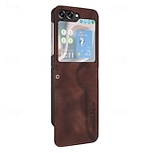 Недорогие Чехлы для Samsung-телефон Кейс для Назначение SSamsung Galaxy Z Flip 5 Z Flip 4 Z Flip 3 Откидная крышка Защита от удара Ретро ПК Кожа PU