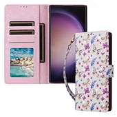 Недорогие Чехлы для Samsung-телефон Кейс для Назначение SSamsung Galaxy S24 S23 S22 S21 Ultra Plus A54 A34 A14 Примечание 20 10 S25 Ультра Кошелек для карт с ремешком на запястье Откидная подножка Разъем для карты