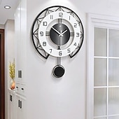 cheap Wall Accents-Black&amp;White Modern Wall Clock 3D Hollow Design Pendulum Silent Metal Pointer Display Round Hanging Clock Living Room Wall Decor 35 43 50 cm