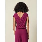 baratos camisas, tops e blusas-top athleisure com manga curta reversível