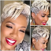 cheap Black &amp; African Wigs-Glueless Short Curly Wigs Natural Looking Synthetic Wigs for Ladies Daily Cosplay Hair Wig