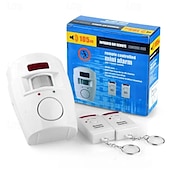 cheap Burglar Alarm Systems-Smart Home Security KitWireless Infrared Security Alarm 105DB Alarm BatteryPoweredw/ 2 Remotes