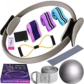 billige Antistress-leketøy-yoga fitness elleve deler sett med bånd lateks silke hip ring lateks elastisk ring yoga ball stretching band pilates