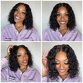 economico Parrucche lace front capelli veri-parrucca anteriore del merletto dei capelli umani remy 13x4 parte libera capelli brasiliani parrucca nera riccia crespa 150% densità del 180% con i capelli del bambino pre-pizzicati per parrucche per