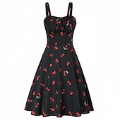 levne Šaty-Retro 50. léta Rockabilly Ke kolenům Šaty Houpací šaty Flare šaty Lodičkový Květinový Ovoce Jahody Maškarní kostým Dámské Čajový dýchánek Běžné / Denní loučení se svobodou nevěsty Dospělí Šaty Šaty