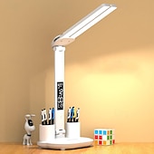 abordables Suministros para la fiesta-Lámpara de escritorio LED plegable táctil recargable con reloj digital